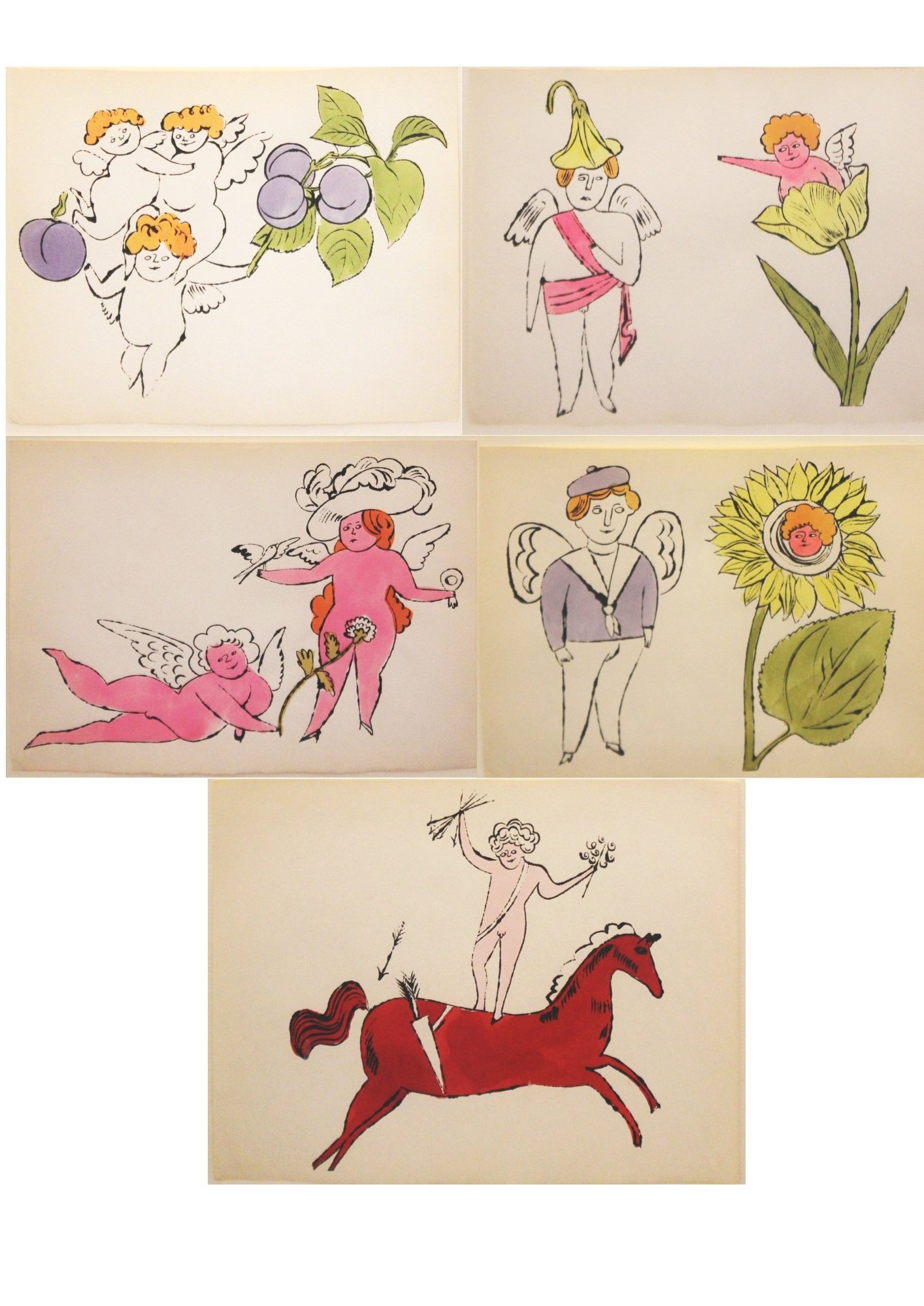 Artwork by Andy Warhol, Five Works from the (In the Bottom of My Garden), Made of hand-colored with watercolor