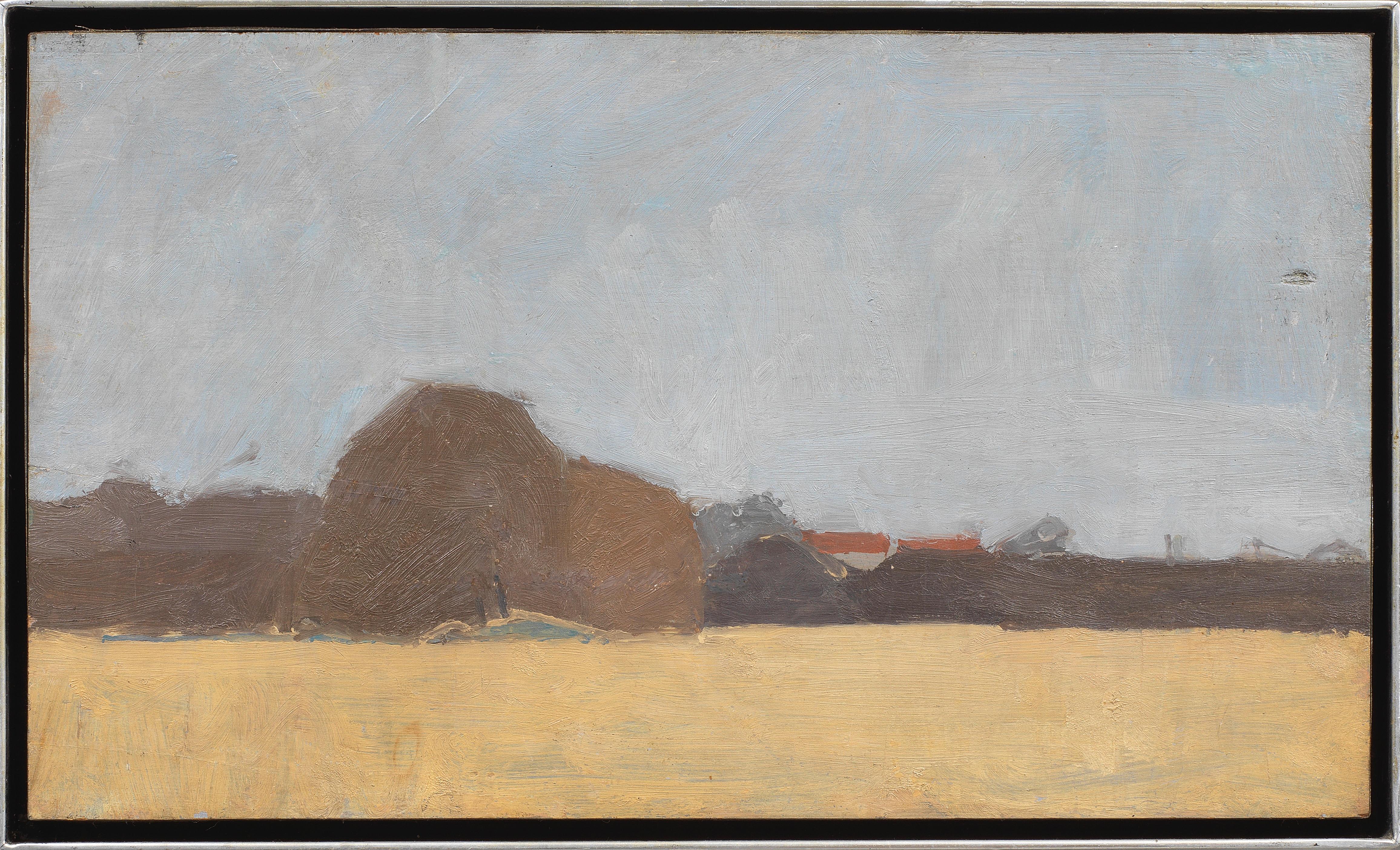 Artwork by Euan Uglow, Landscape, Edge of Field, Made of oil on board