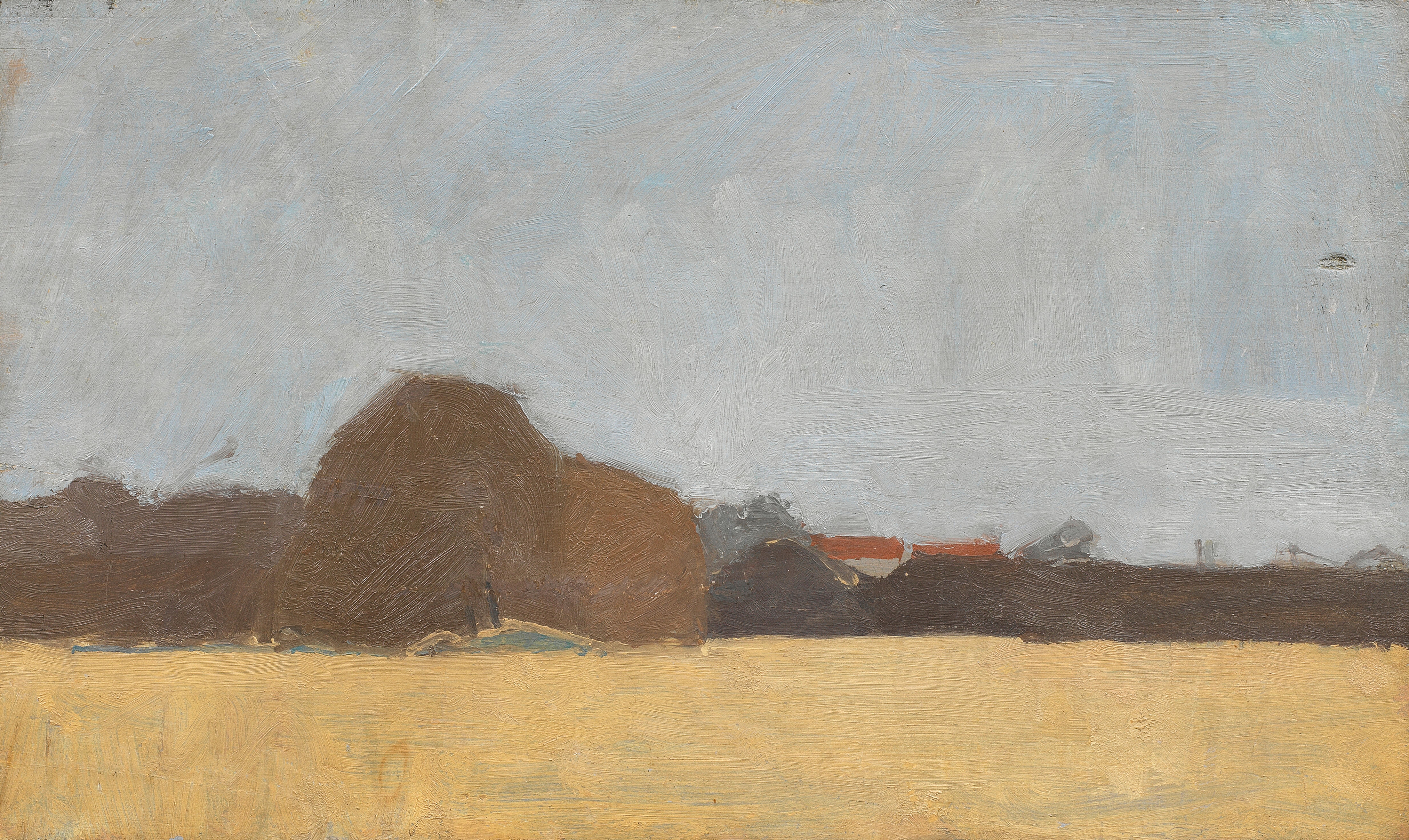 Artwork by Euan Uglow, Landscape, Edge of Field, Made of oil on board