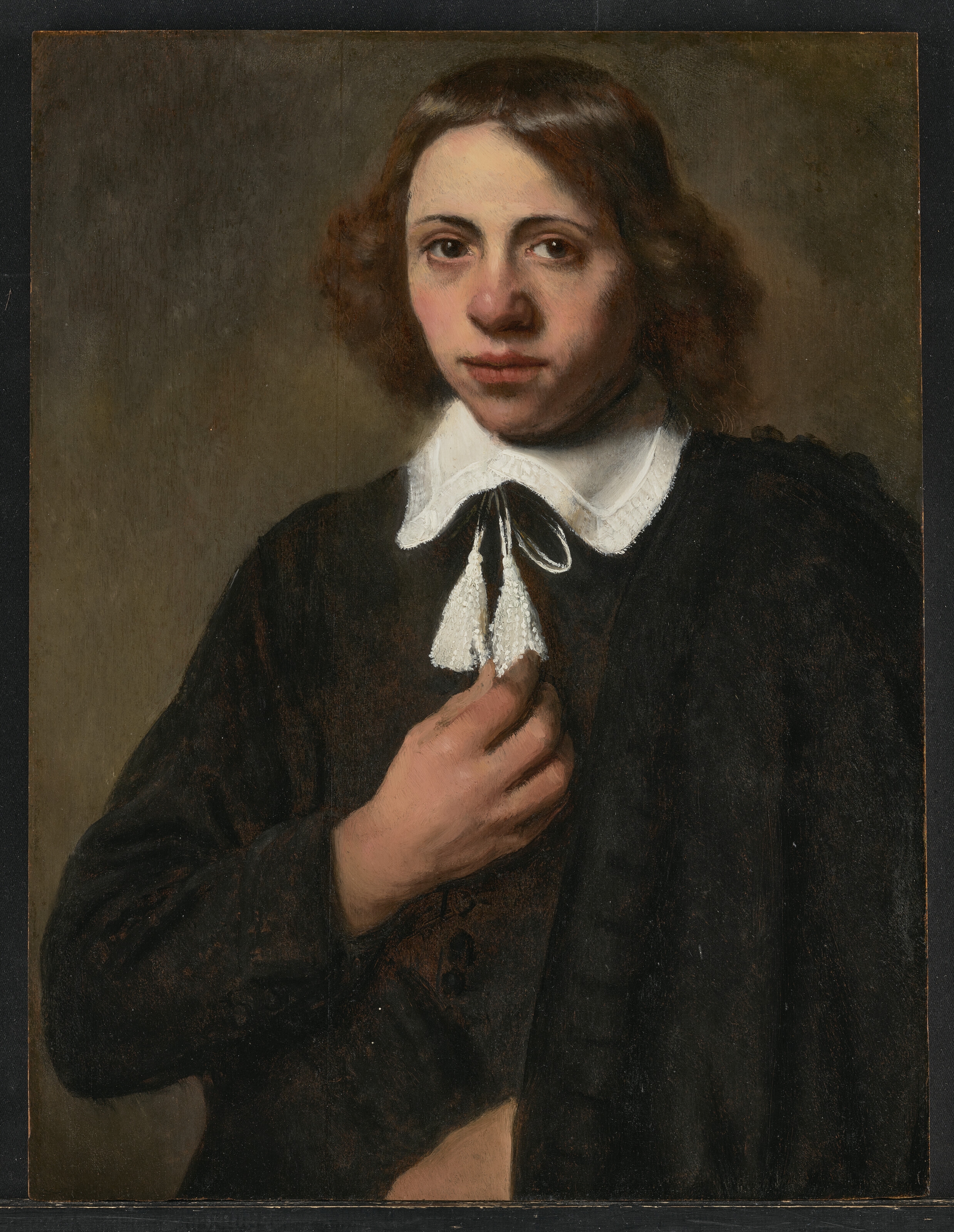 Artwork by Jacobus Levecq, Portrait d'un jeune homme, à mi-corps, Made of oil on panel