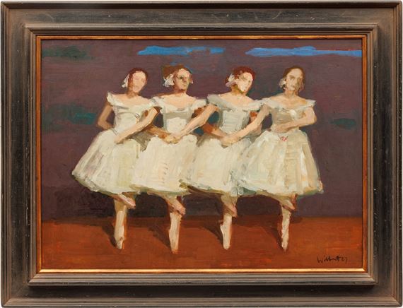 Robert Wilbert (American, B. 1929) Oil on Canvas, "Cygnets", H 24" W 32" - Robert Wilbert