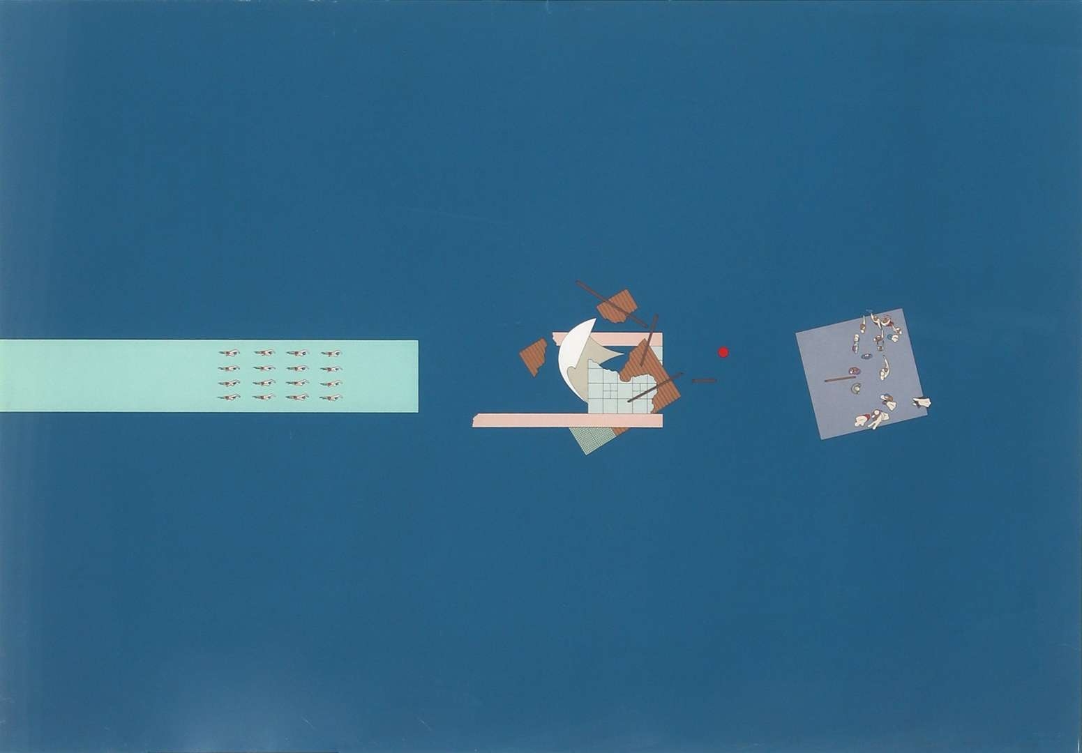 Artwork by Rem Koolhaas, Floating Swimmingpool, Made of Screenprint