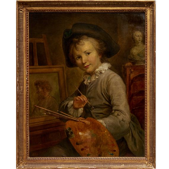 Portrait of a Young Boy Seated at an Easel by François-Hubert Drouais