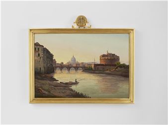 A micromosaic panel "Il Tevere a Castel Sant'Angelo" - Roman School, 19th Century