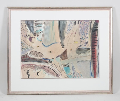 Artwork by Ahti Susiluoto, Akten, Made of blandteknik med akvarell