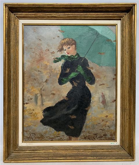 Dama con paraguas by J. Rigaud