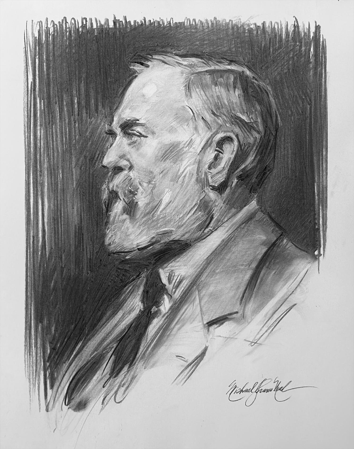 Artwork by Michael Shane Neal, Sketch of Sargent, Made of Charcoal on Paper
