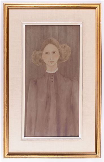 jane (1933-2004) Portrait of a Young Woman Oil on canvas Signed on the lower right: Sanschagrin 61x30, by Réjanne Sanschagrin