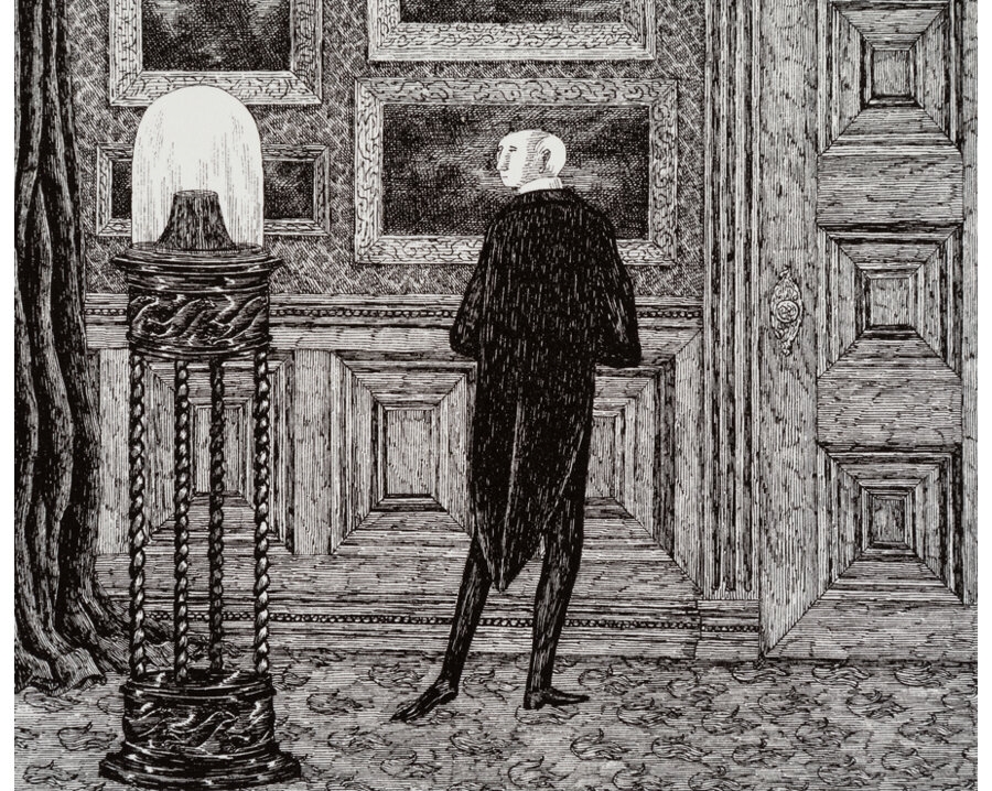 Artwork by Edward Gorey, As the party was about to retire, from The Other Statue , 1975, Made of Screenprint on wove paper