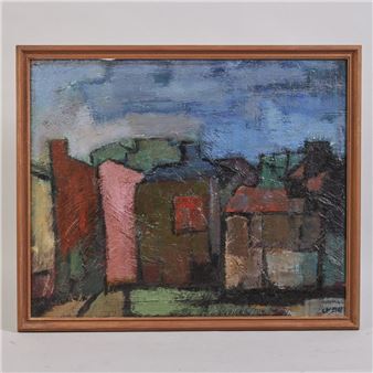 "Husgavlar". Signerad. Olja på pannå - Lars Vidlund