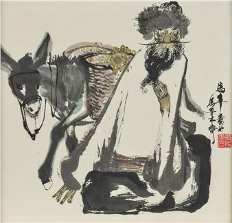 Mann seinen Esel führend - Lei Zhongxun