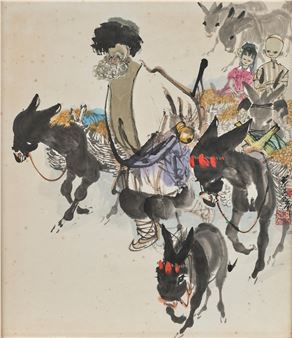 Mann drei Esel führend - Lei Zhongxun