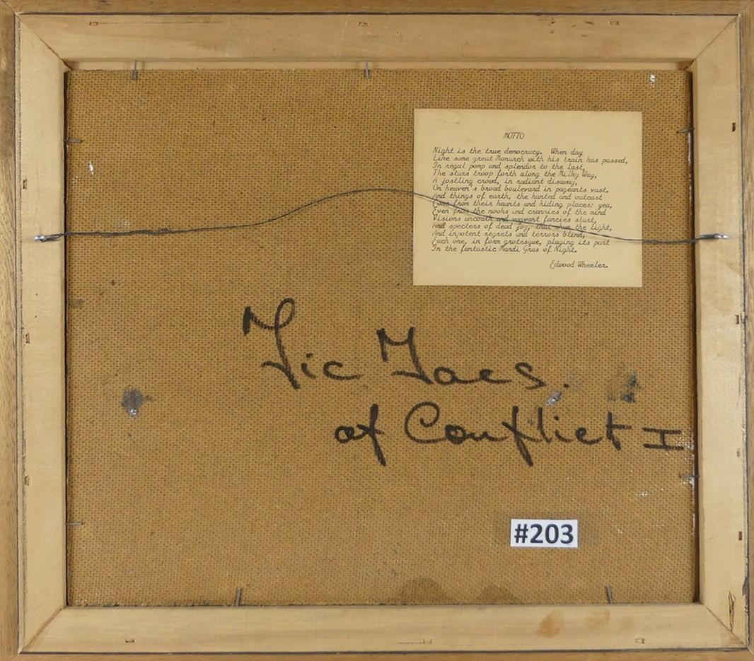 Artwork by John H. Kinnear, Tic Tacs at Conflict I, Made of oil on masonite