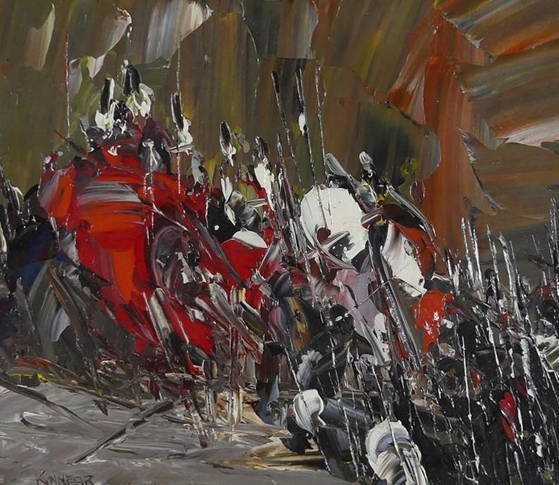 Artwork by John H. Kinnear, Tic Tacs at Conflict I, Made of oil on masonite