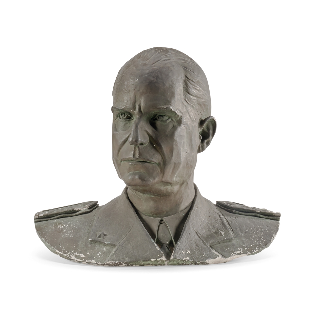 Artwork by Bruno Merli, Portrait of Rodolfo Graziani, Made of Plaster painted bronze green