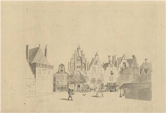 View of the façades on the east of the Grote Markt in Haarlem - Hendrik Spilman
