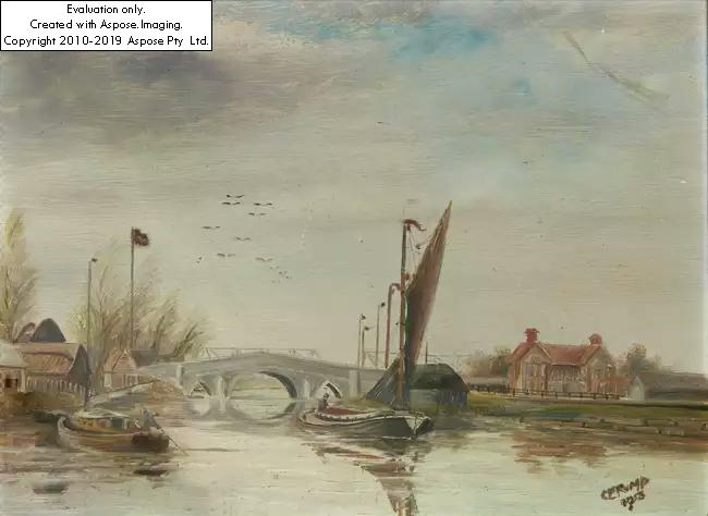 Charles Frederick Rump | Two scenes of sailing barges on a river; (1913 ...