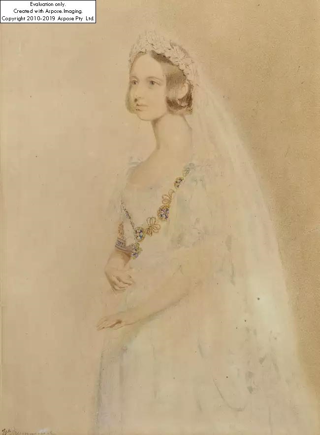 William Drummond Portrait of Queen Victoria on her wedding day; and Portrait of Prince Albert
