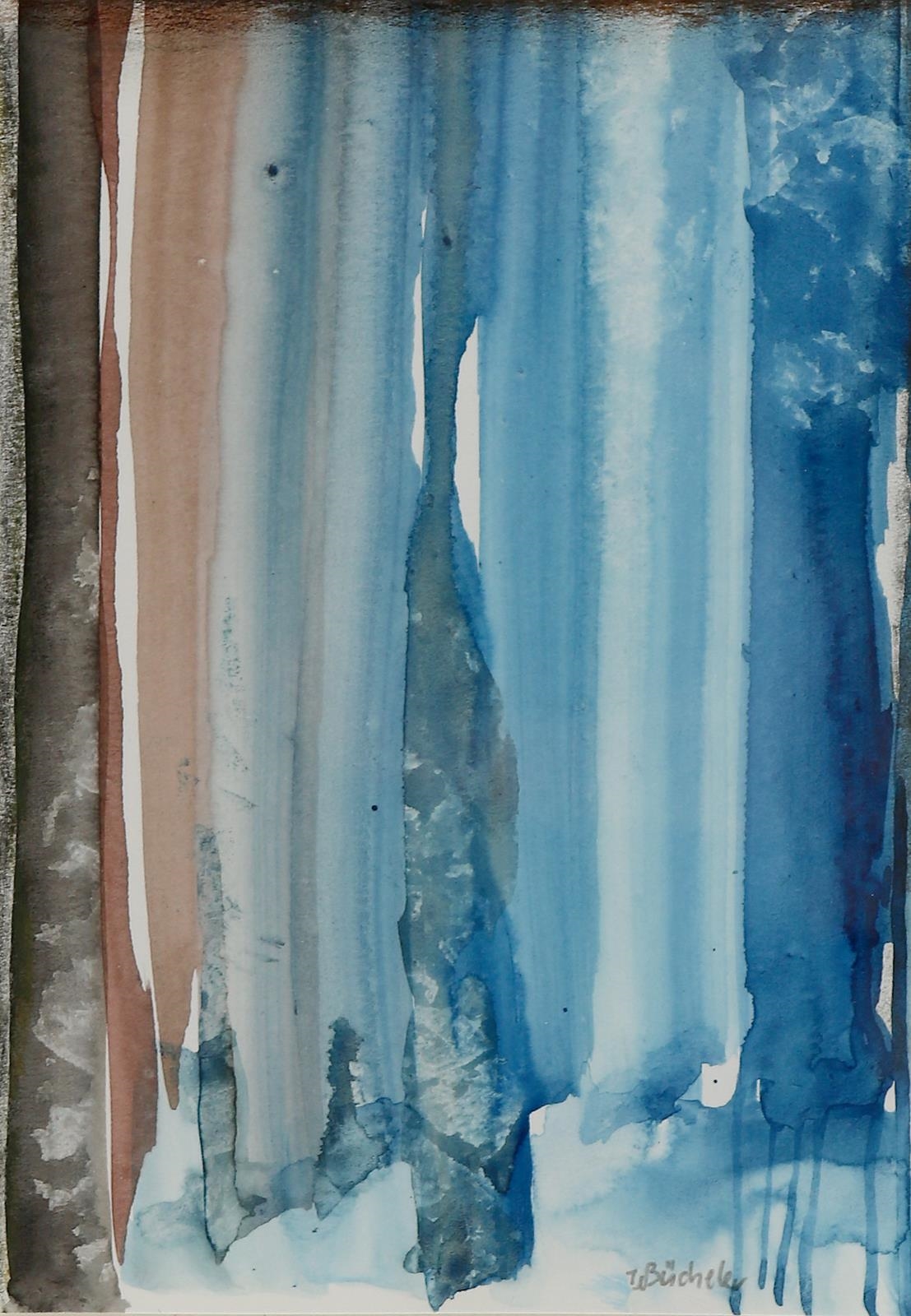 Artwork by Waltraud Bücheler, 4 abstrakte Kompositionen: Abkühlung naht, Made of watercolor