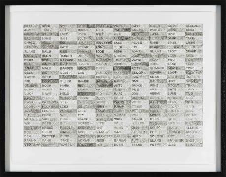 Artwork by Willem Boshoff, Word Woes, Made of etching on paper