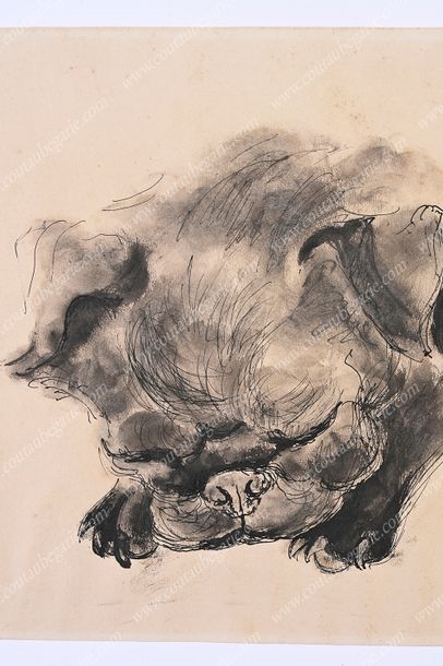 Artwork by Mimi Fogt, Notu, Jean and Violet Henson's dog, Made of Ink drawing on paper