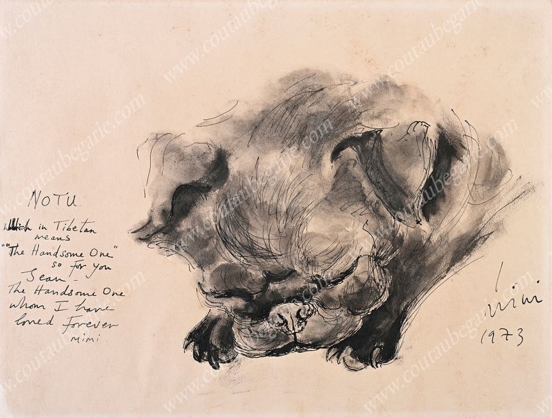 Artwork by Mimi Fogt, Notu, Jean and Violet Henson's dog, Made of Ink drawing on paper