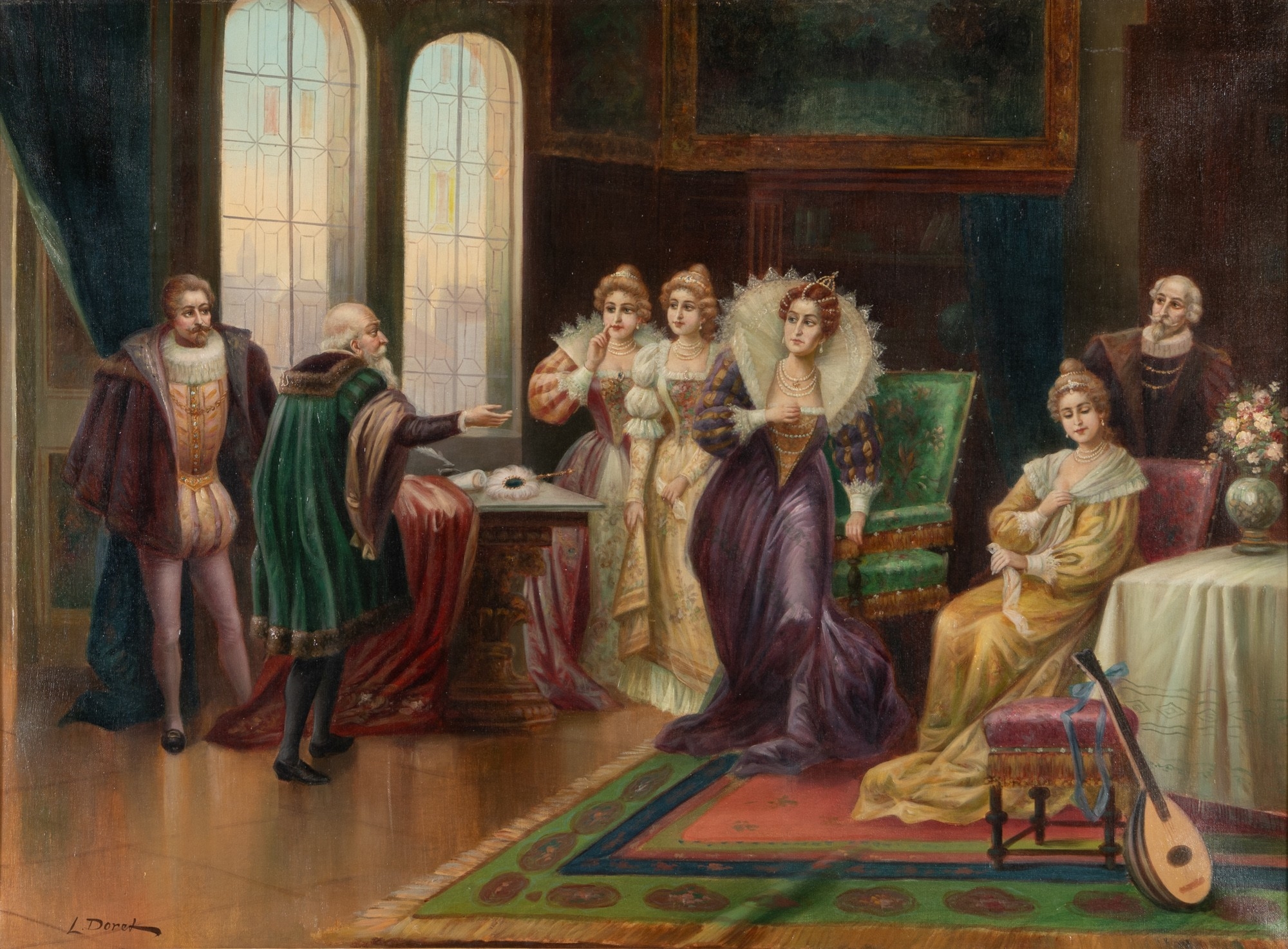 Artwork by Louis Doret, Court scene, 19th century, Made of oil