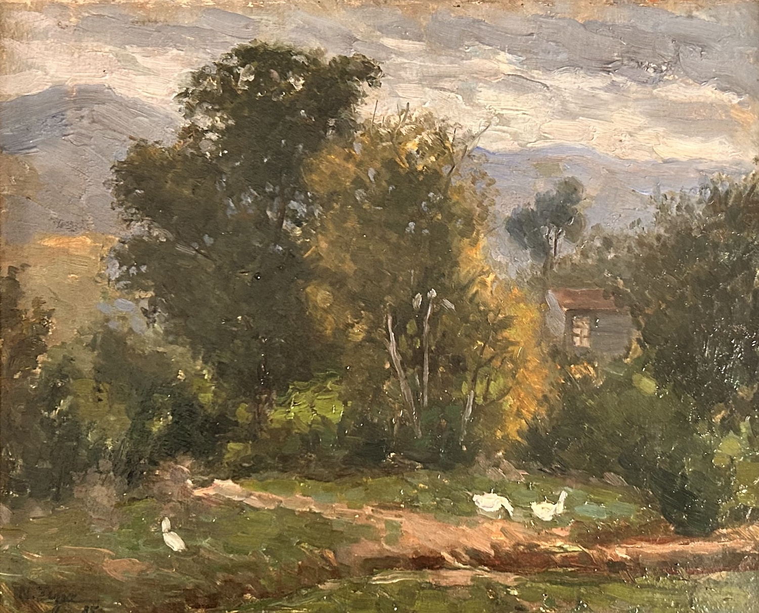 Artwork by Nazmi Ziya Güran, Küçük Ev, Made of karton üzerine yagliboya