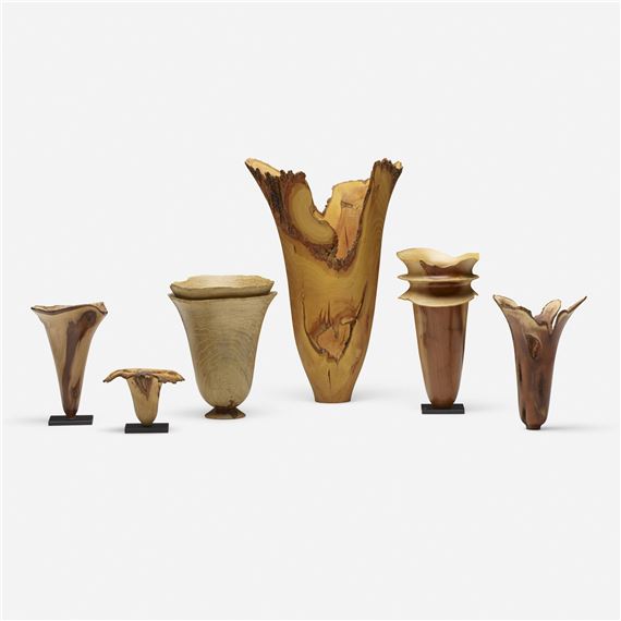 Collection of six Natural Edge and Sculptural vessels - Dennis Stewart