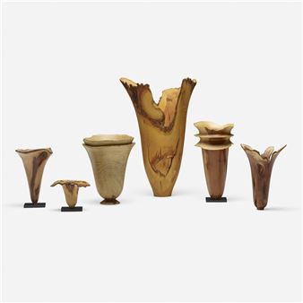 Collection of six Natural Edge and Sculptural vessels - Dennis Stewart