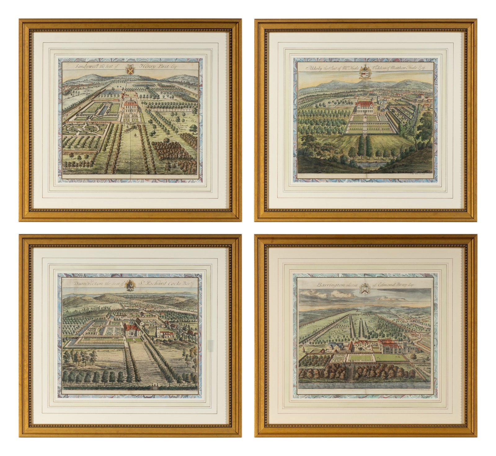 Artwork by Johannes Kip, Four Views Of English Country Houses, Made of colored engravings