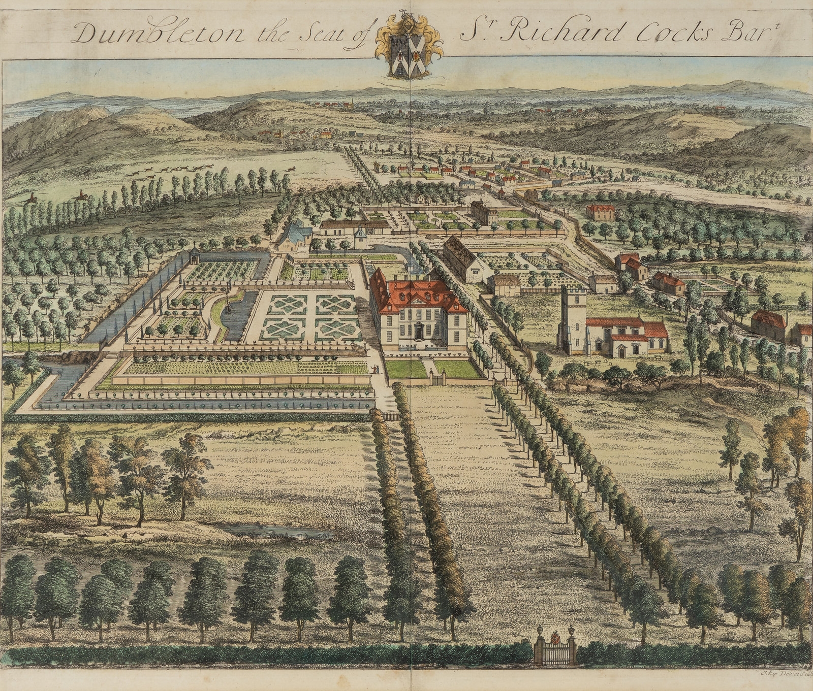 Artwork by Johannes Kip, Four Views Of English Country Houses, Made of colored engravings