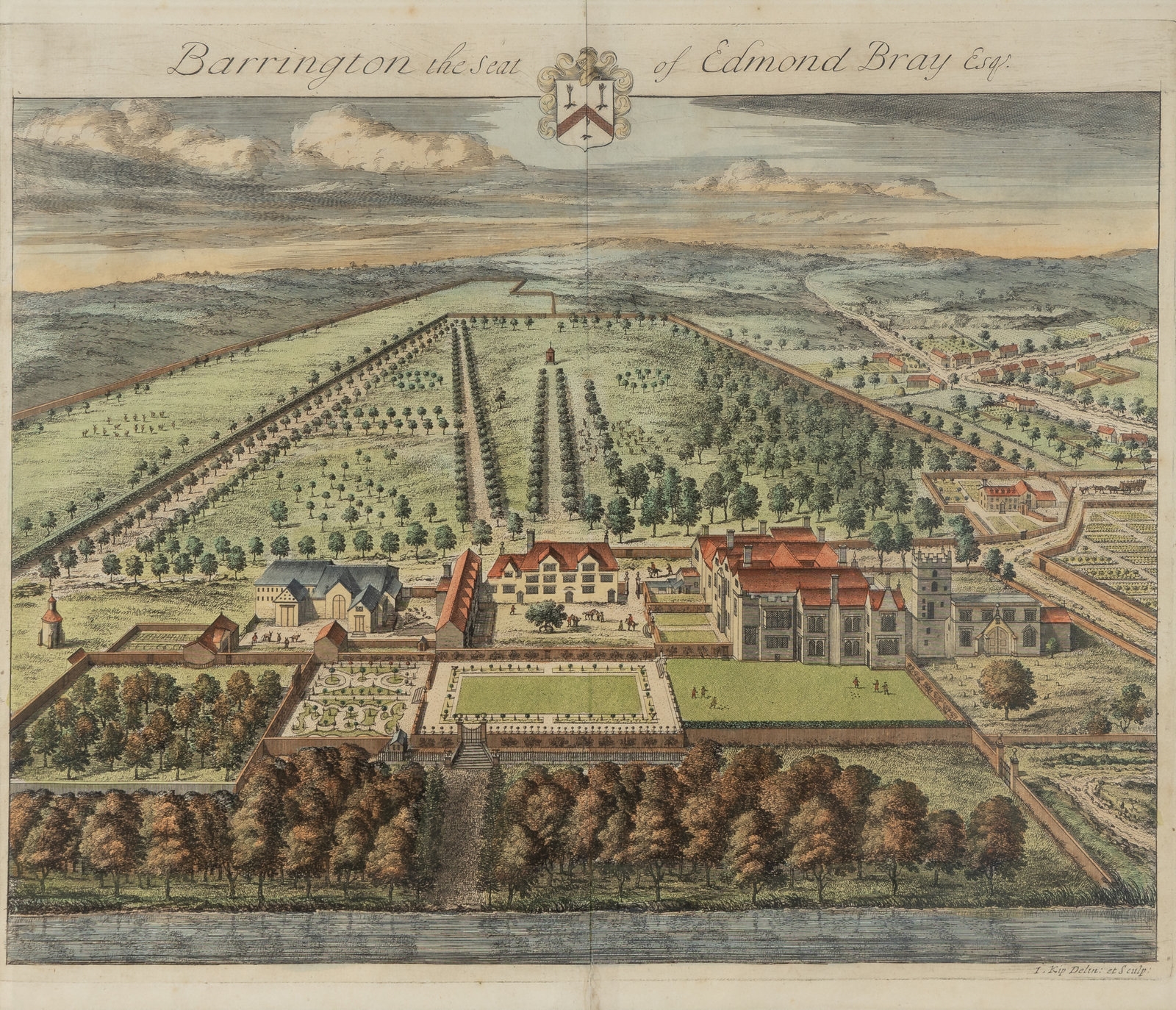 Artwork by Johannes Kip, Four Views Of English Country Houses, Made of colored engravings