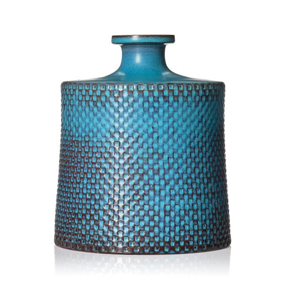 a turquoise glazed stoneware vase, Gustavsberg studio Sweden 1967. by Stig Lindberg, 1967