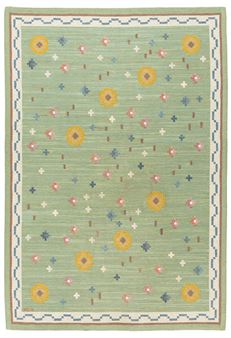 a carpet, 'Blomsteräng', flat weave, approximately 351 x 241 cm, signed AGS. - Anna Greta Sjöqvist