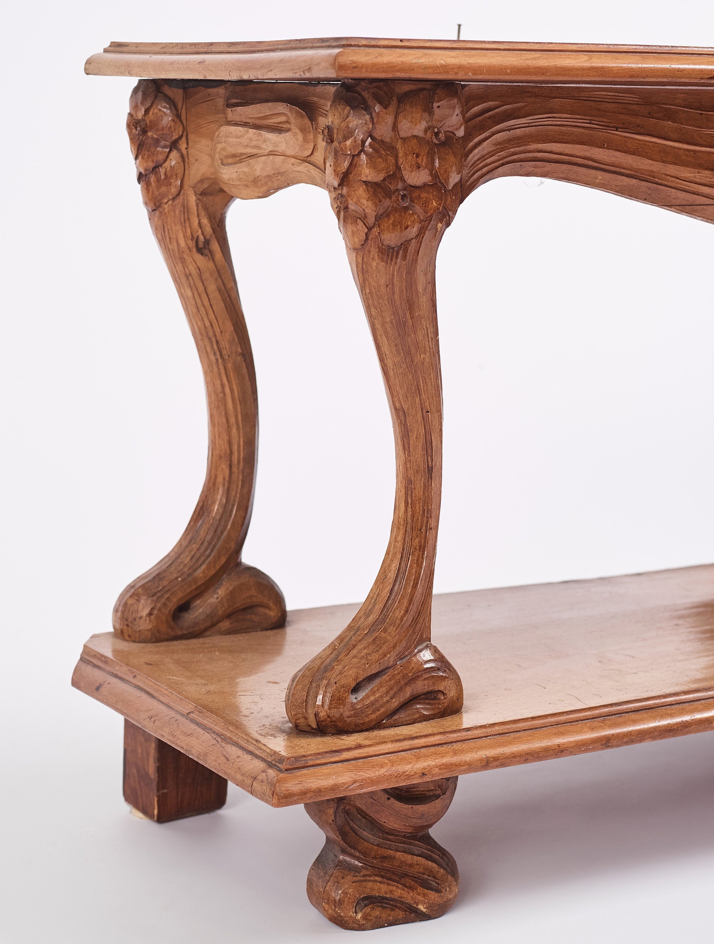 Artwork by Edvard Nilsson, an Art Nouveau sculptured mirror with table, Sweden , early 20thC., Made of mirror