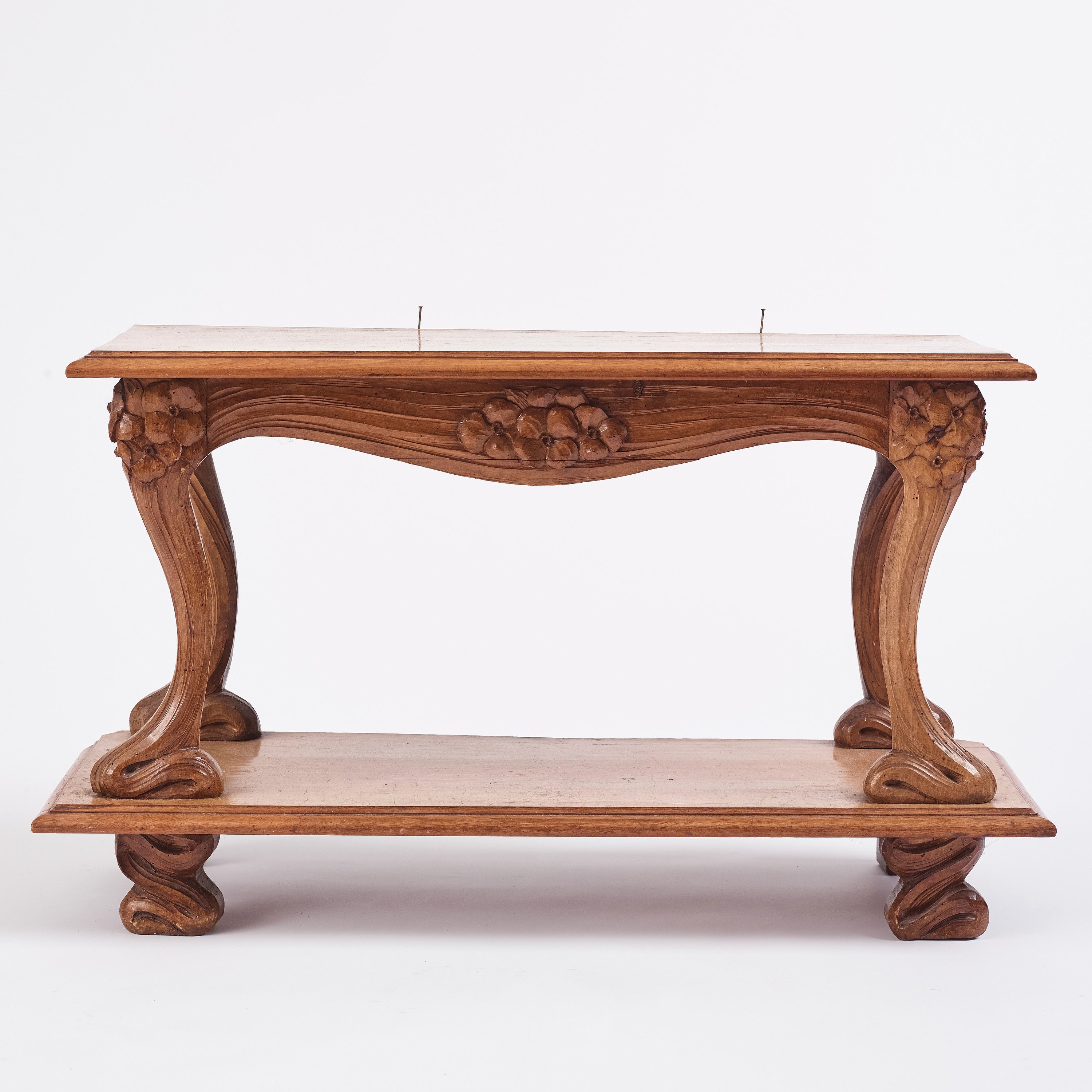 Artwork by Edvard Nilsson, an Art Nouveau sculptured mirror with table, Sweden , early 20thC., Made of mirror