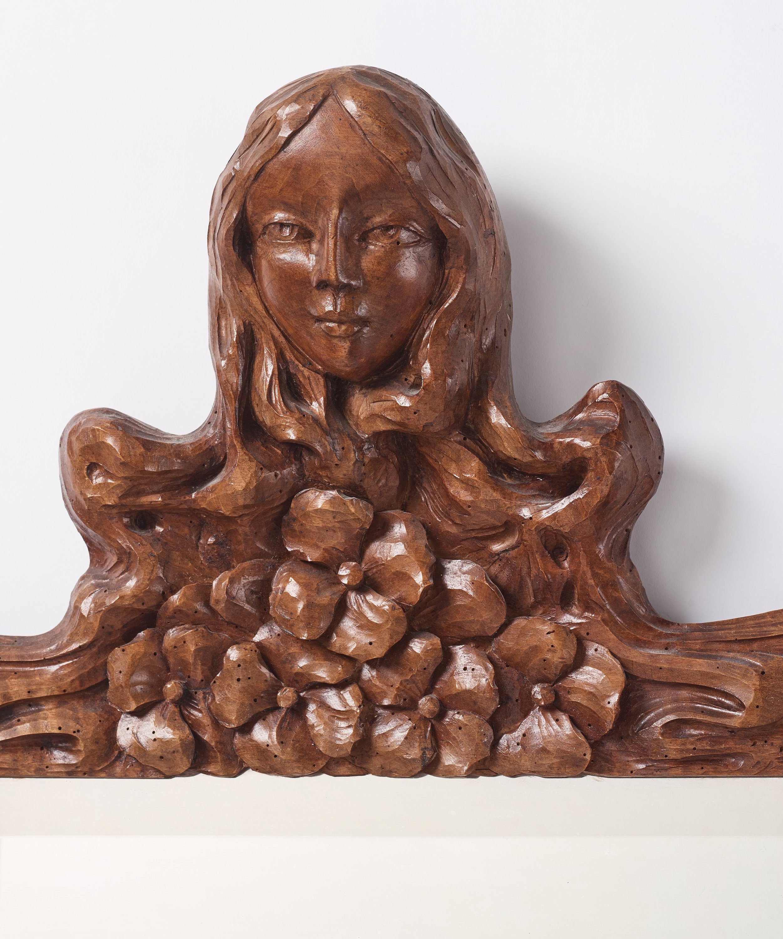 Artwork by Edvard Nilsson, an Art Nouveau sculptured mirror with table, Sweden , early 20thC., Made of mirror