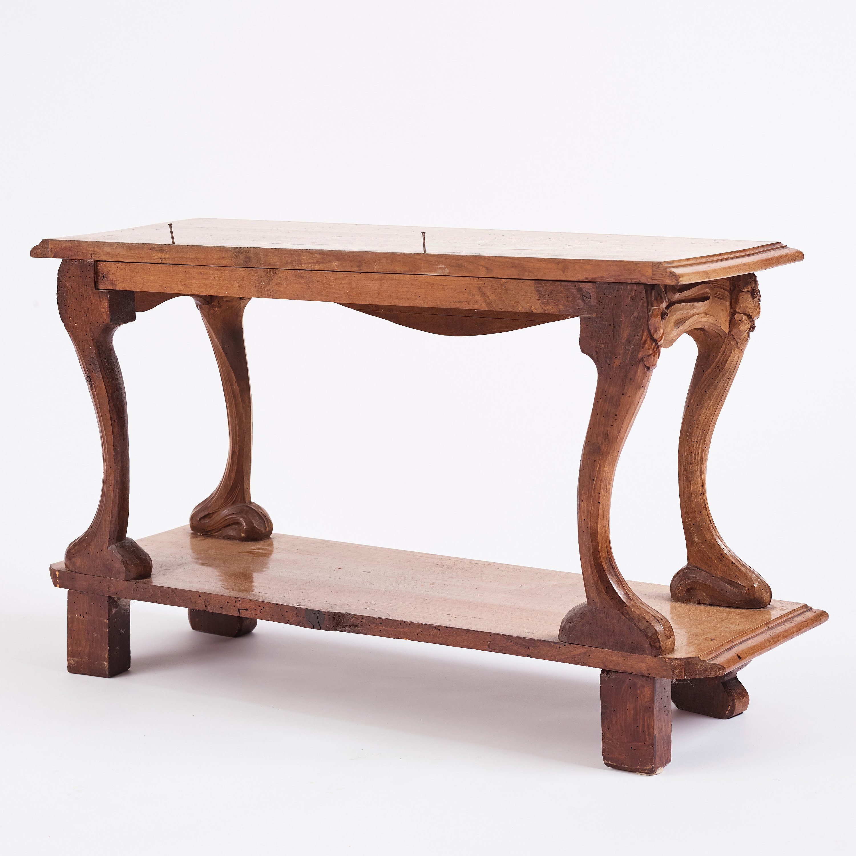 Artwork by Edvard Nilsson, an Art Nouveau sculptured mirror with table, Sweden , early 20thC., Made of mirror