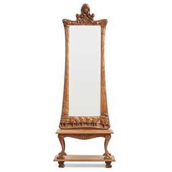 an Art Nouveau sculptured mirror with table, Sweden , early 20thC. - Edvard Nilsson