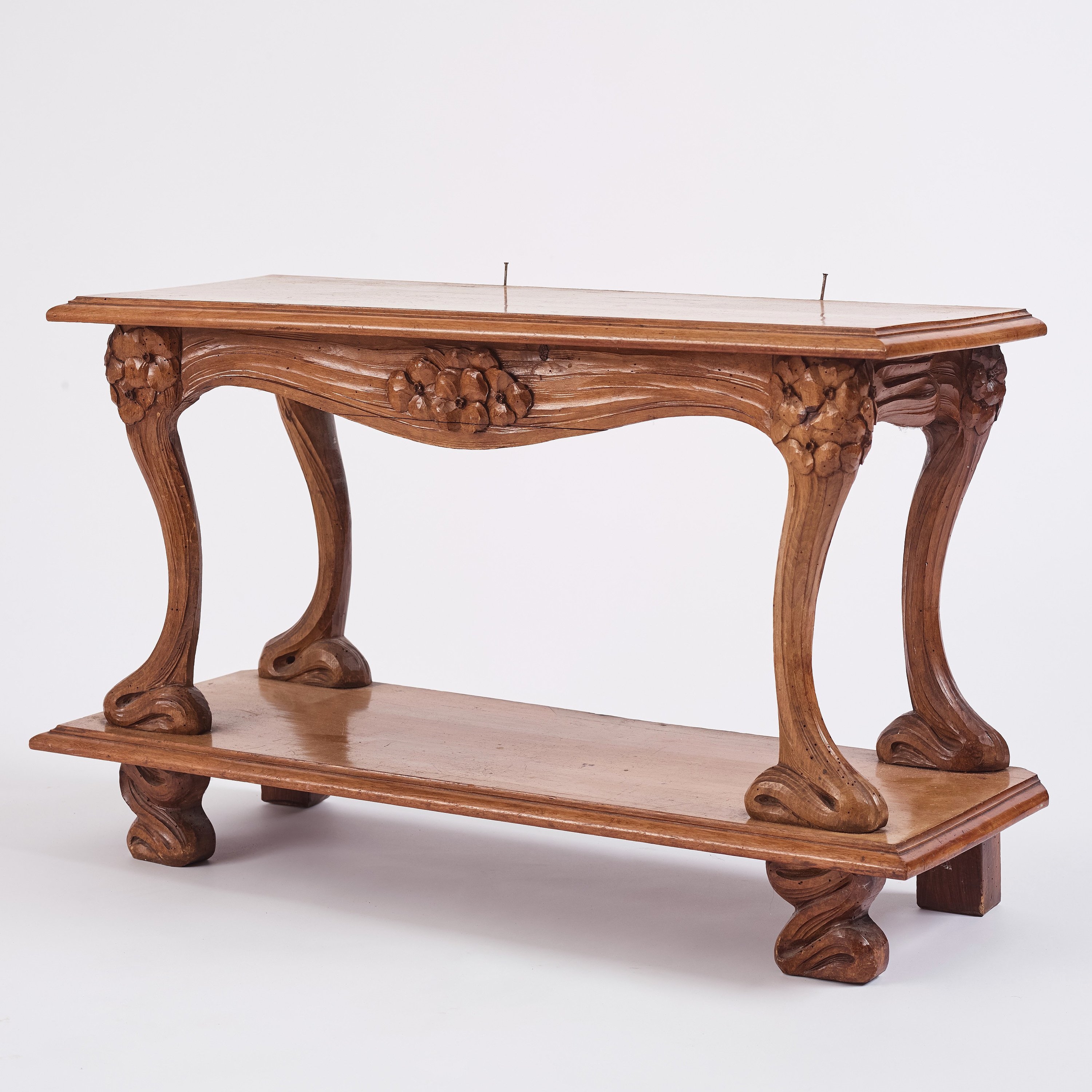 Artwork by Edvard Nilsson, an Art Nouveau sculptured mirror with table, Sweden , early 20thC., Made of mirror