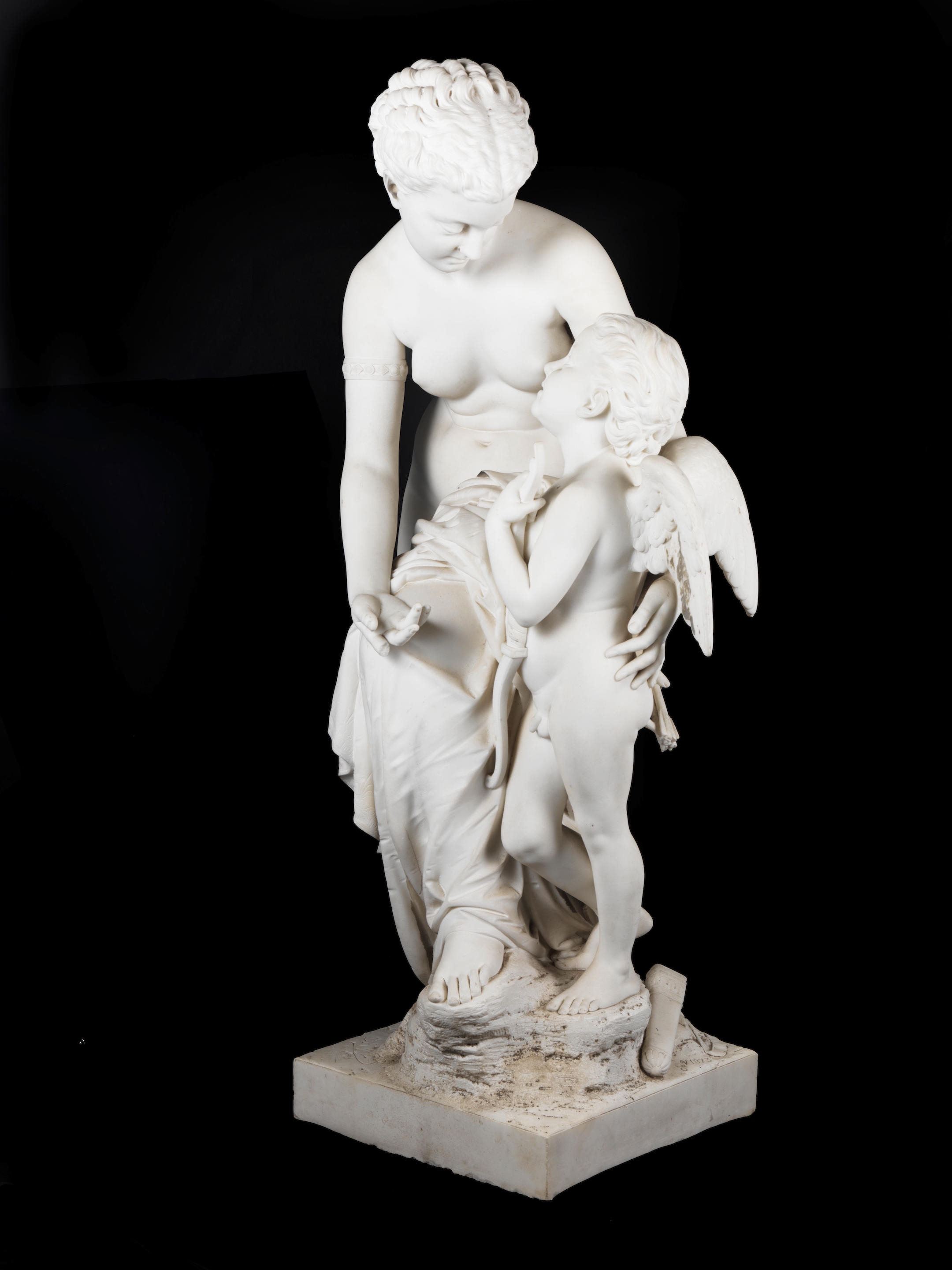 Artwork by Sir Charles Lawes-Wittewronge, A carved white marble figural group of Venus and Cupid (Opus 2), Made of carved white marble