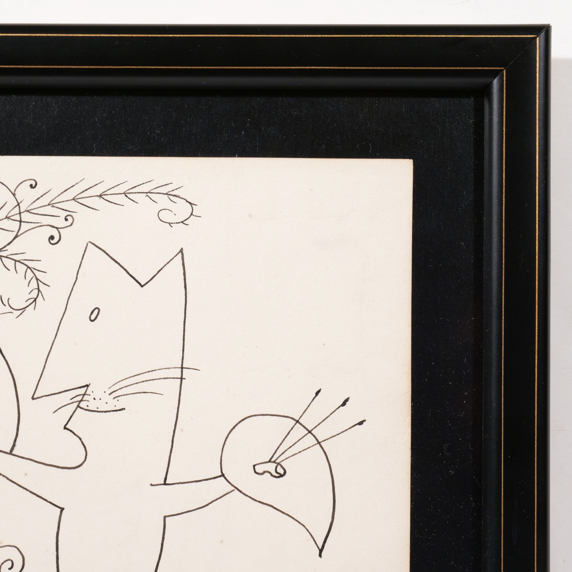 Artwork by Saul Steinberg, Cat painting a man, Made of Pen and ink on paper