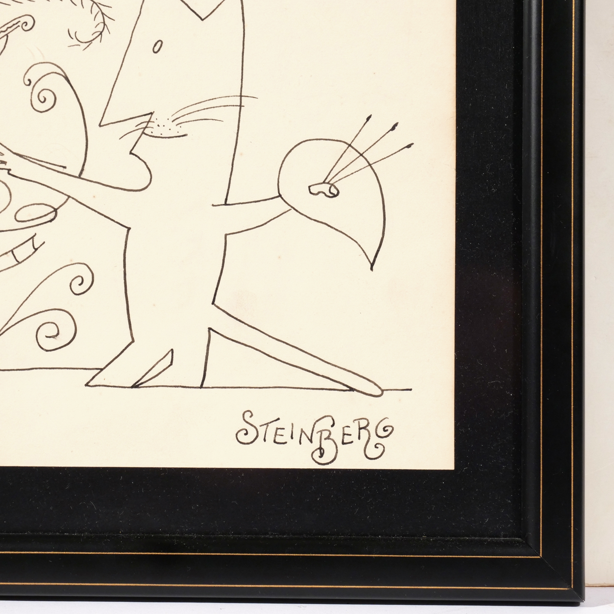 Artwork by Saul Steinberg, Cat painting a man, Made of Pen and ink on paper