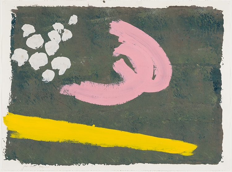 Artwork by Jack Bush, Three Blossoms, Made of gouache on paper