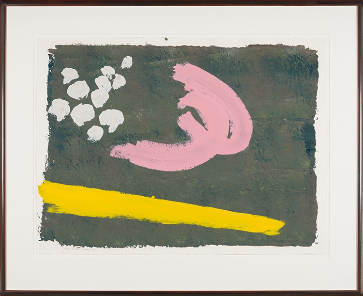 Artwork by Jack Bush, Three Blossoms, Made of gouache on paper