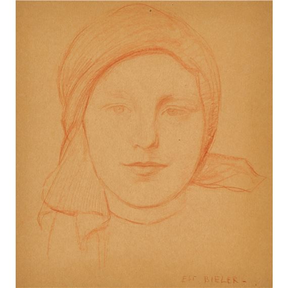 Jeune paysanne. by Ernest Biéler