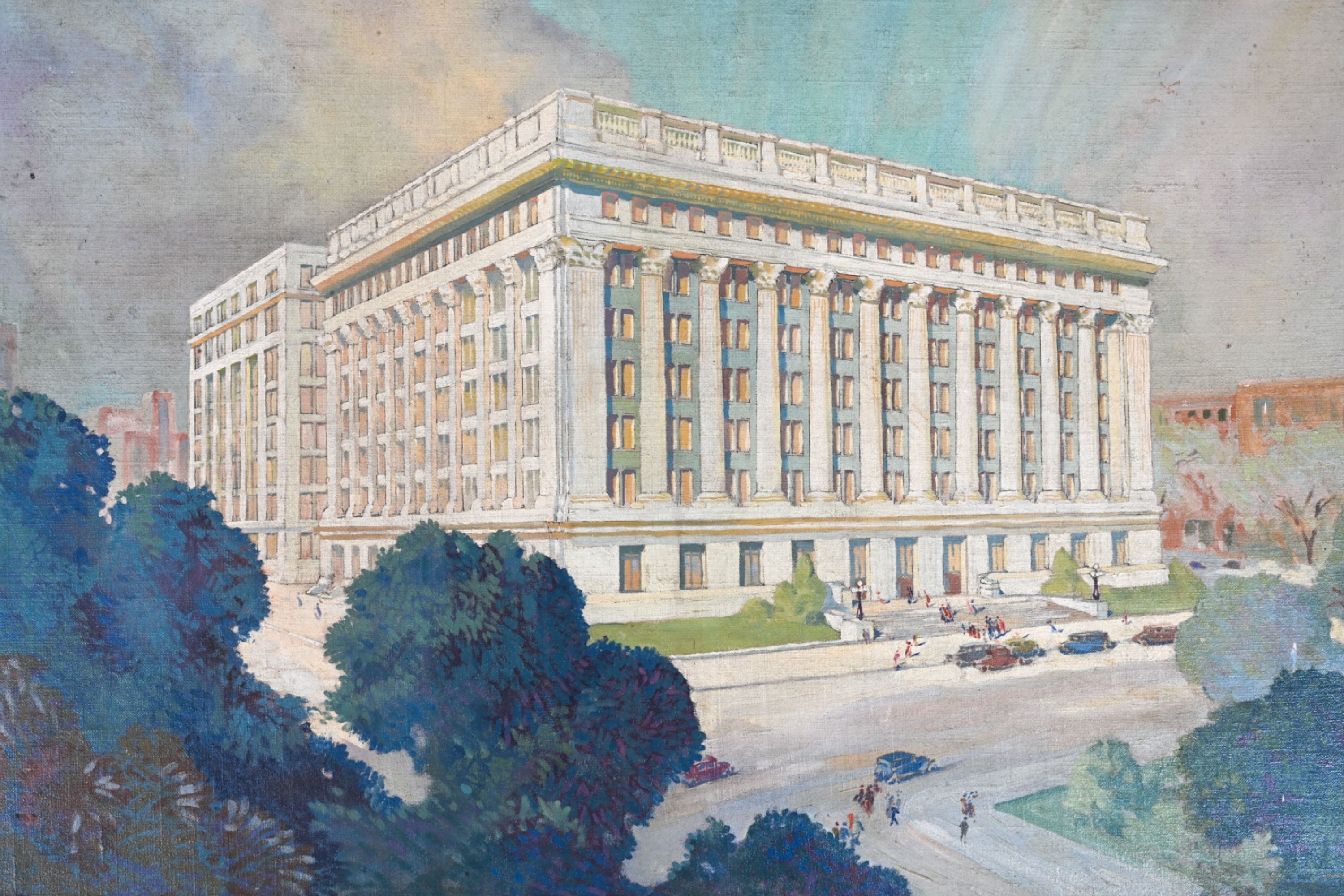 Gerald Taber | GERALD TABER LARGE ARCHITECTURAL O/C, SIGNED | MutualArt