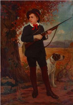 A young huntsman with his hound - Germaine de Saint-denis