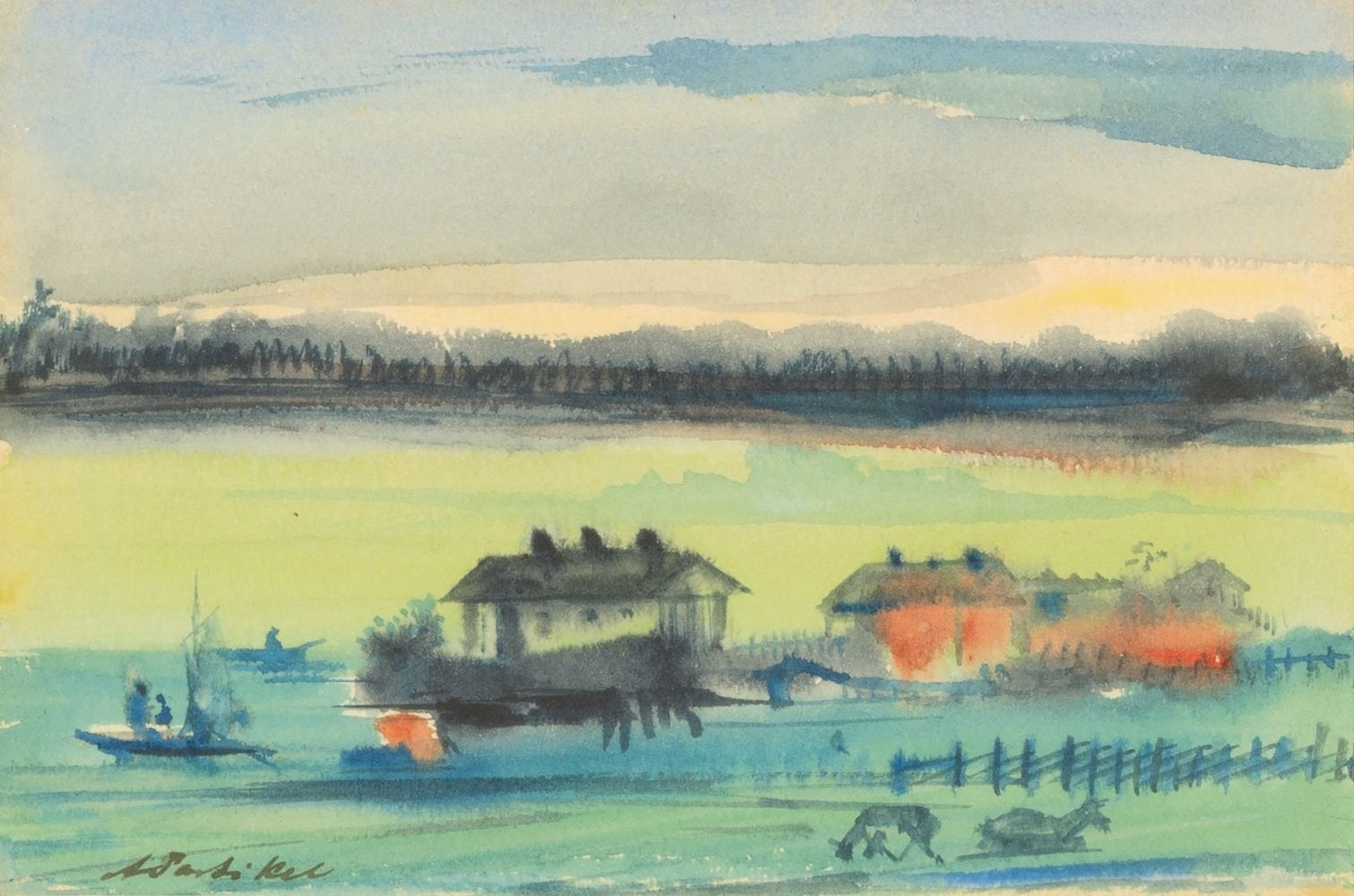 Houses by the Bodden - Alfred Partikel